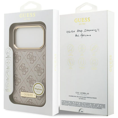 MagSafe futrola za Apple iPhone 17 Pro, Guess, 4G Logo Plate, Roza