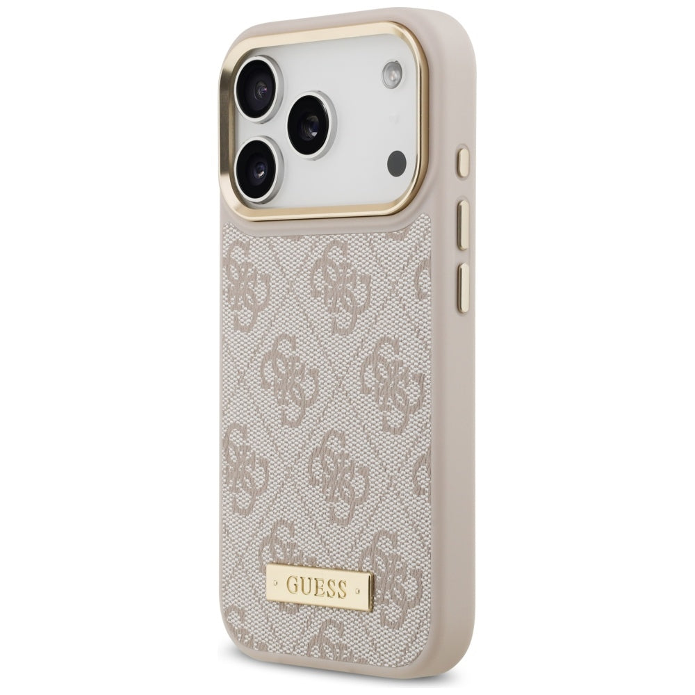 MagSafe futrola za Apple iPhone 17 Pro, Guess, 4G Logo Plate, Roza