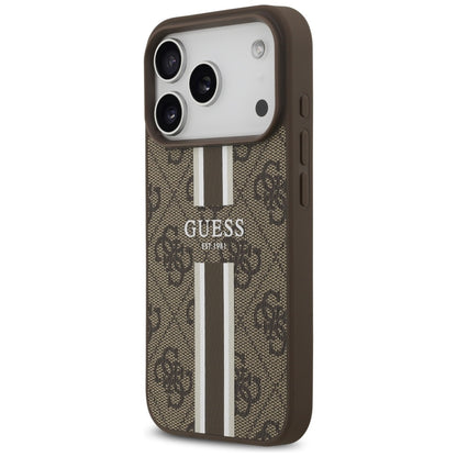 MagSafe futrola za Apple iPhone 17 Pro, Guess, 4G Printed Stripes, smeđa