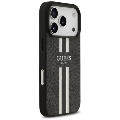 MagSafe futrola za Apple iPhone 17 Pro, Guess, 4G Printed Stripes, Crna