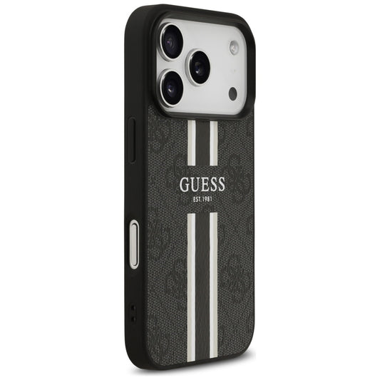 MagSafe futrola za Apple iPhone 17 Pro, Guess, 4G Printed Stripes, Crna