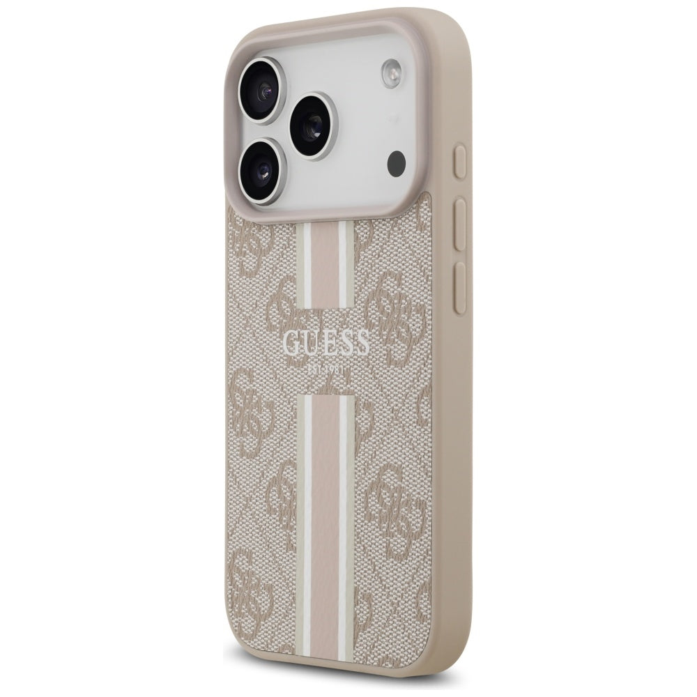 MagSafe futrola za Apple iPhone 17 Pro, Guess, 4G Printed Stripes, Roza