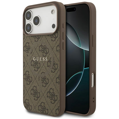 MagSafe futrola za Apple iPhone 17 Pro, Guess, 4G Ring Classic Logo, smeđa
