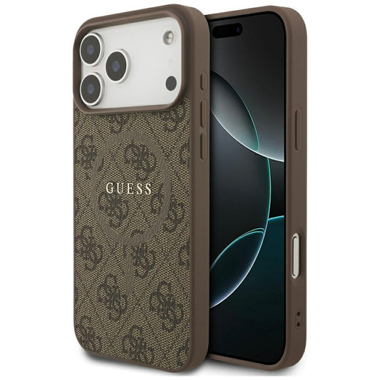 MagSafe futrola za Apple iPhone 17 Pro, Guess, 4G Ring Classic Logo, smeđa