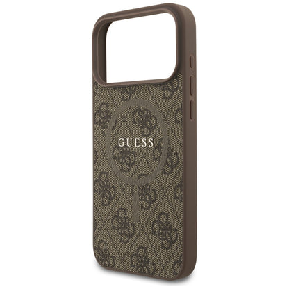 MagSafe futrola za Apple iPhone 17 Pro, Guess, 4G Ring Classic Logo, smeđa