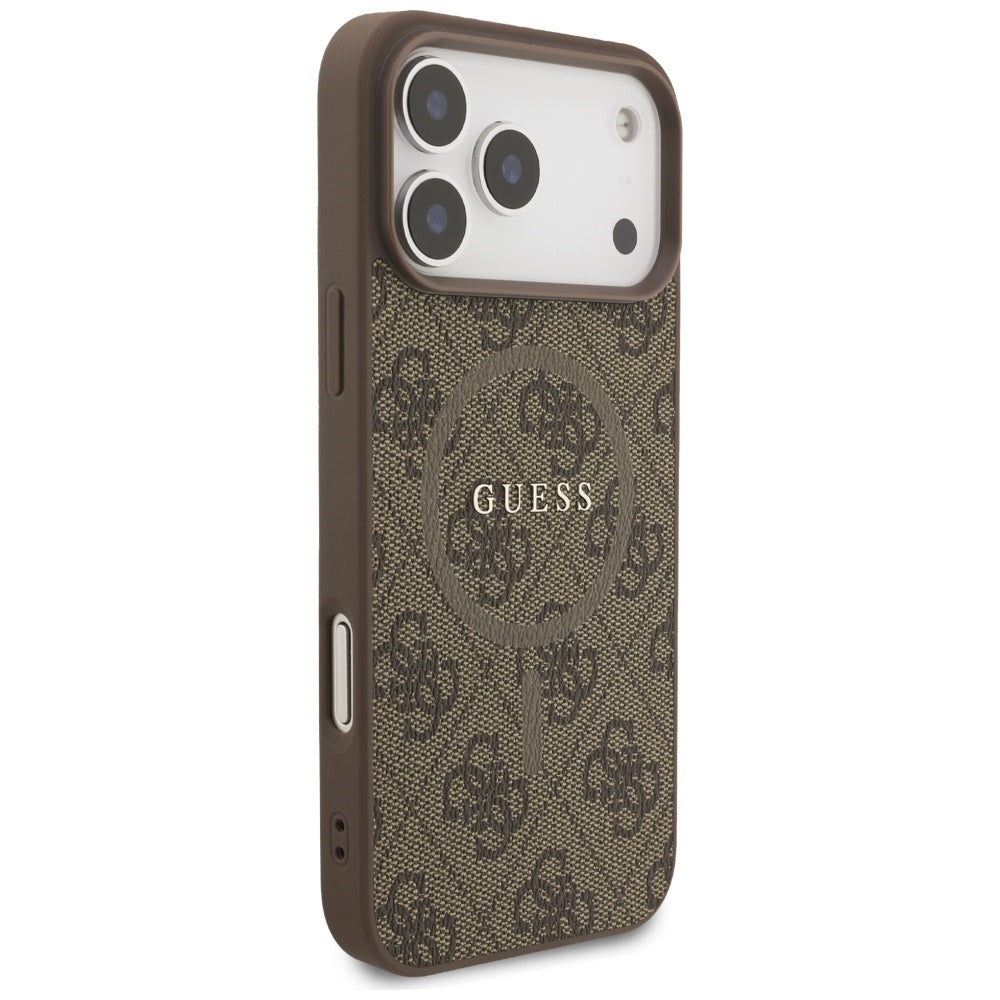 MagSafe futrola za Apple iPhone 17 Pro, Guess, 4G Ring Classic Logo, smeđa