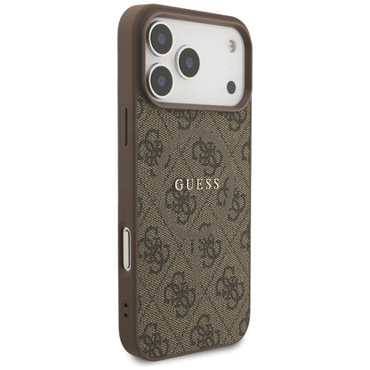 MagSafe futrola za Apple iPhone 17 Pro, Guess, 4G Ring Classic Logo, smeđa