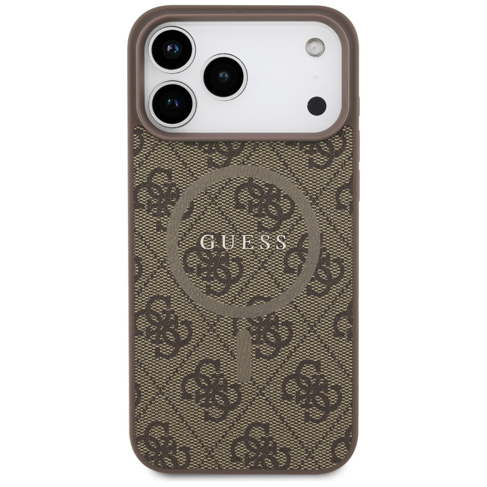 MagSafe futrola za Apple iPhone 17 Pro, Guess, 4G Ring Classic Logo, smeđa