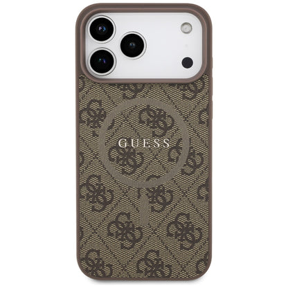 MagSafe futrola za Apple iPhone 17 Pro, Guess, 4G Ring Classic Logo, smeđa