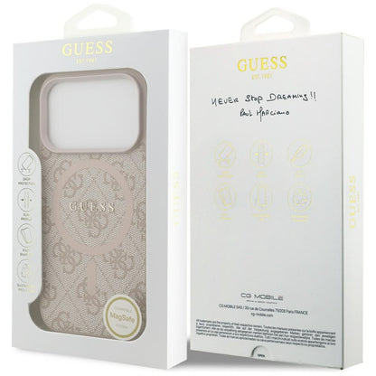 MagSafe futrola za Apple iPhone 17 Pro, Guess, 4G Ring Classic Logo, Roza