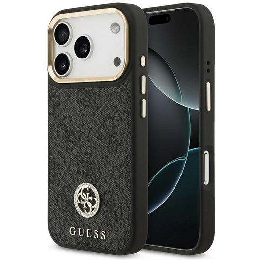 MagSafe futrola za Apple iPhone 17 Pro, Guess, 4G Strass Logo, Crna