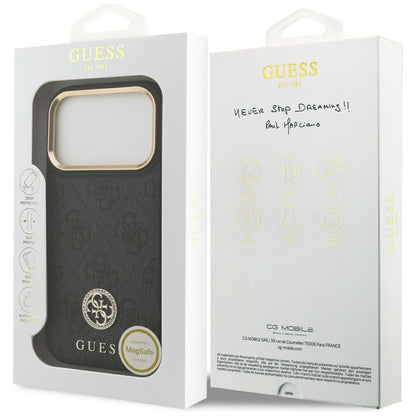 MagSafe futrola za Apple iPhone 17 Pro, Guess, 4G Strass Logo, Crna