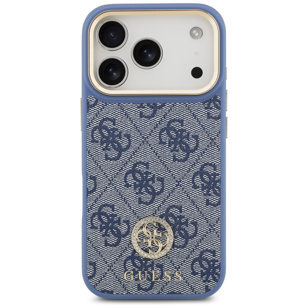 MagSafe futrola za Apple iPhone 17 Pro, Guess, 4G Strass Logo with Big Strap, Plava