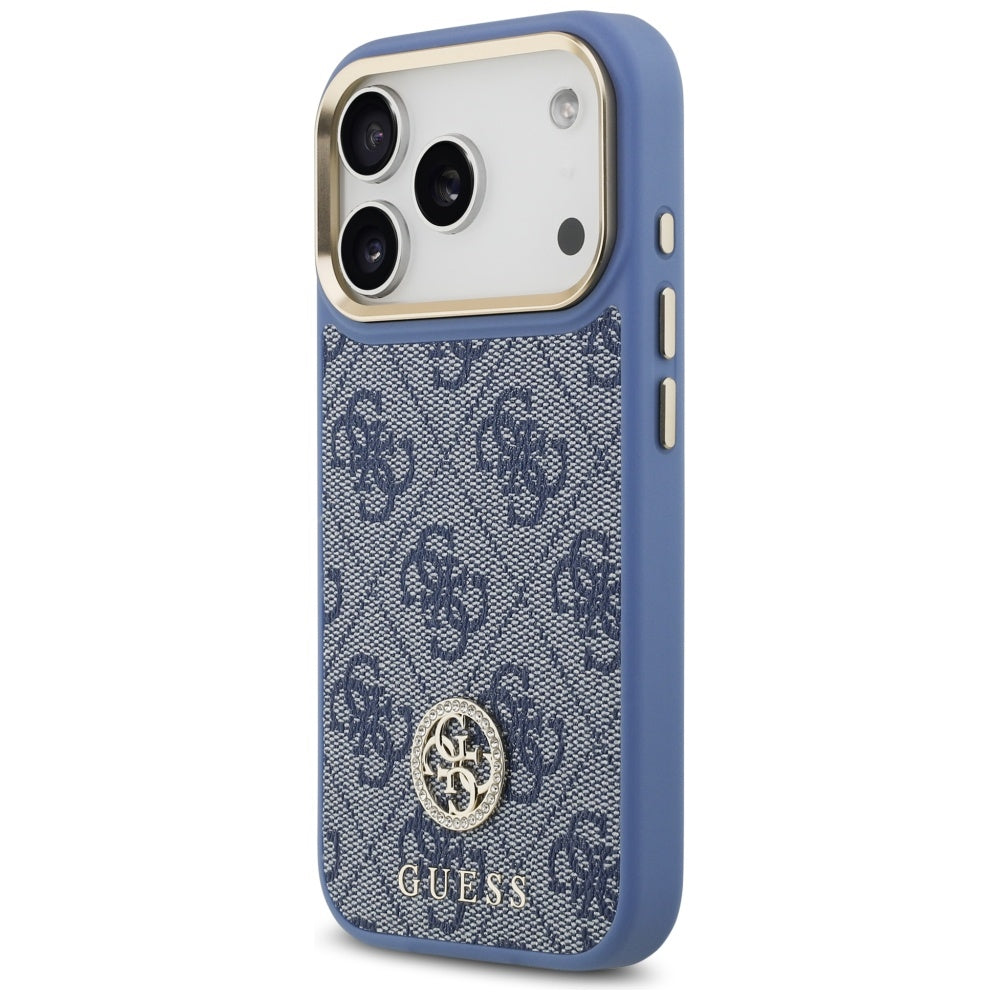 MagSafe futrola za Apple iPhone 17 Pro, Guess, 4G Strass Logo with Big Strap, Plava