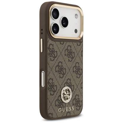 MagSafe futrola za Apple iPhone 17 Pro, Guess, 4G Strass Logo with Big Strap, Smeđa