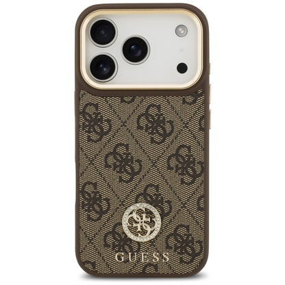 MagSafe futrola za Apple iPhone 17 Pro, Guess, 4G Strass Logo with Big Strap, Smeđa