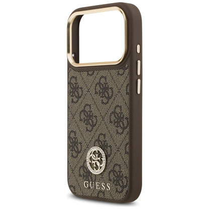 MagSafe futrola za Apple iPhone 17 Pro, Guess, 4G Strass Logo with Big Strap, Smeđa