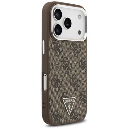 MagSafe futrola za Apple iPhone 17 Pro, Guess, 4G Triangle Logo, Smeđe Srebrna