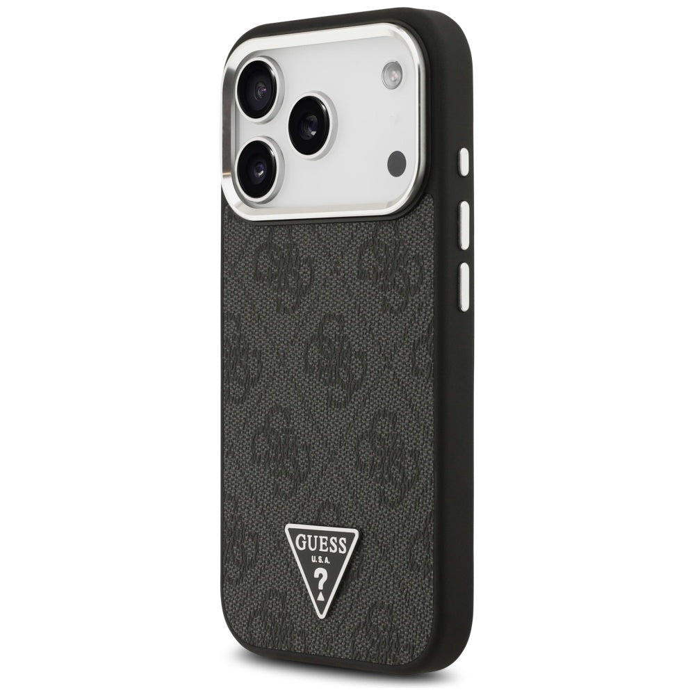 MagSafe futrola za Apple iPhone 17 Pro, Guess, 4G Triangle Logo, Crno Srebrna