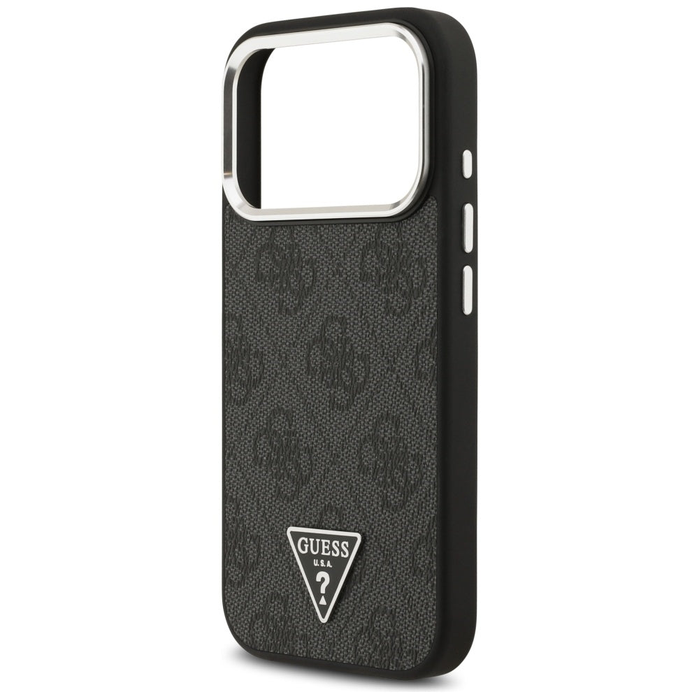 MagSafe futrola za Apple iPhone 17 Pro, Guess, 4G Triangle Logo, Crno Srebrna