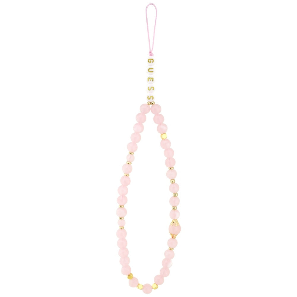 MagSafe futrola za Apple iPhone 17 Pro, Guess, 4G Triangle Logo s perl trakom, Roza