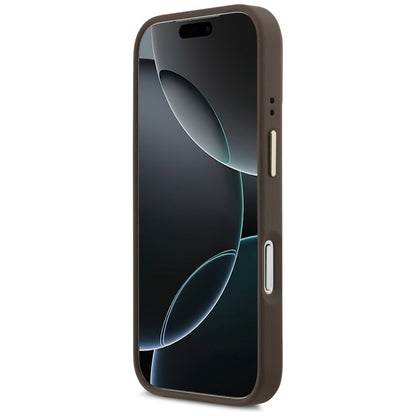 MagSafe futrola za Apple iPhone 17 Pro, Guess, 4G Triangle Logo sa stalkom za kameru, Zlatno smeđa
