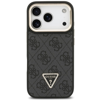 MagSafe futrola za Apple iPhone 17 Pro, Guess, 4G Triangle Logo with Stand Camera, Crno Zlatna