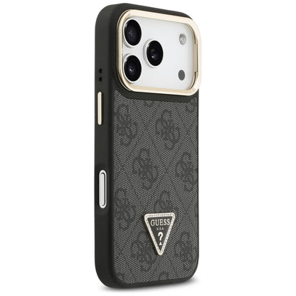 MagSafe futrola za Apple iPhone 17 Pro, Guess, 4G Triangle Logo with Stand Camera, Crno Zlatna