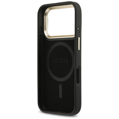 MagSafe futrola za Apple iPhone 17 Pro, Guess, 4G Triangle Logo with Stand Camera, Crno Zlatna