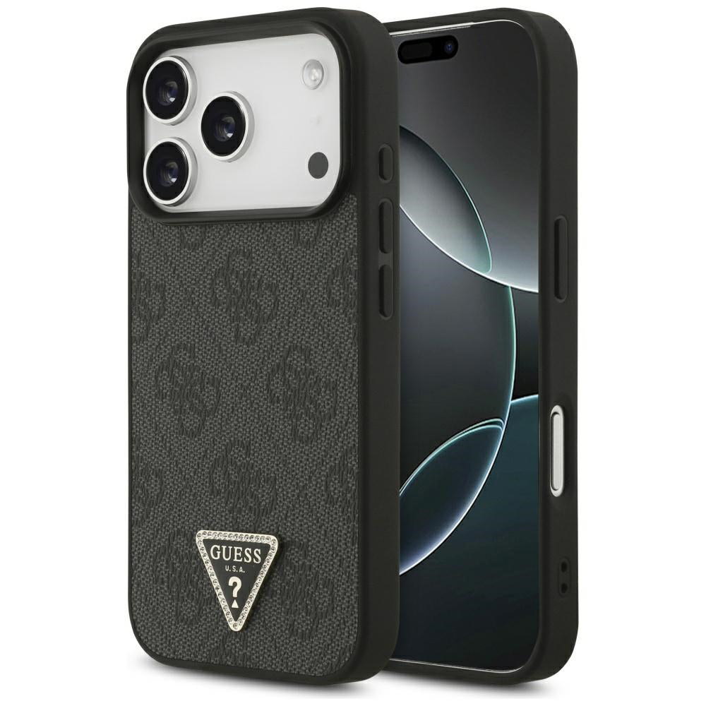 MagSafe futrola za Apple iPhone 17 Pro, Guess, 4G Triangle Strass, Crna