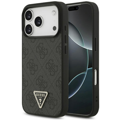 MagSafe futrola za Apple iPhone 17 Pro, Guess, 4G Triangle Strass, Crna