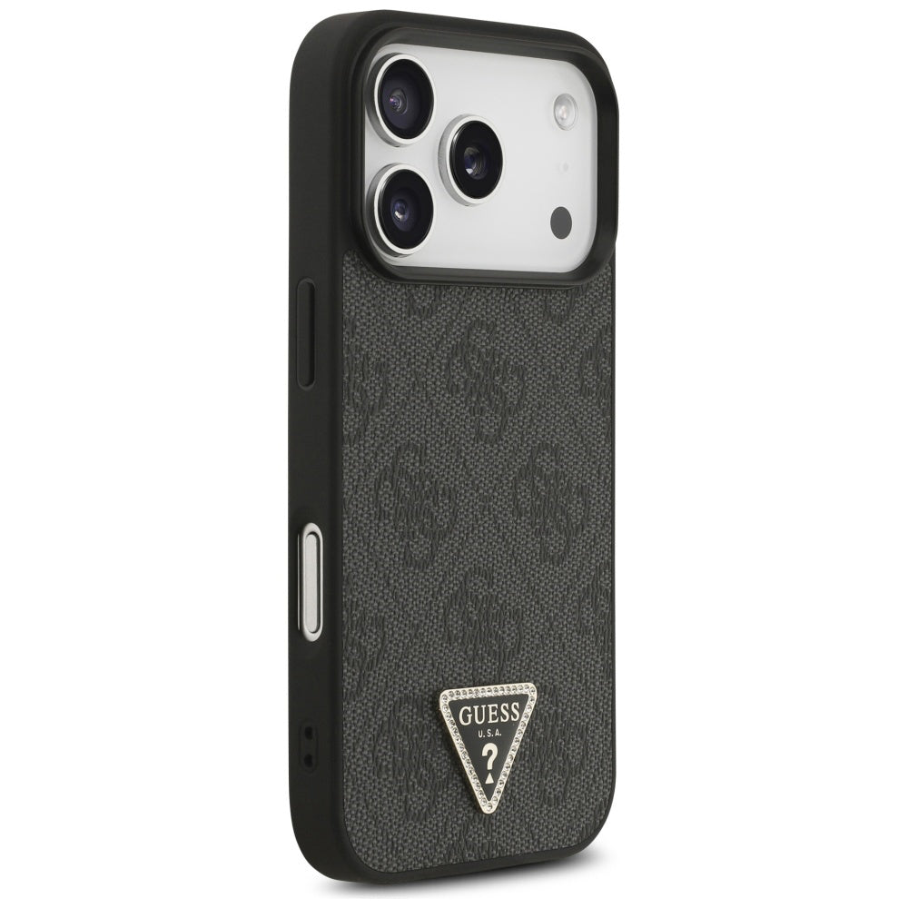 MagSafe futrola za Apple iPhone 17 Pro, Guess, 4G Triangle Strass, Crna