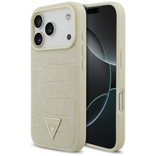 MagSafe torbica za Apple iPhone 17 Pro, Guess, Croco Triangle Logo, Zlatna