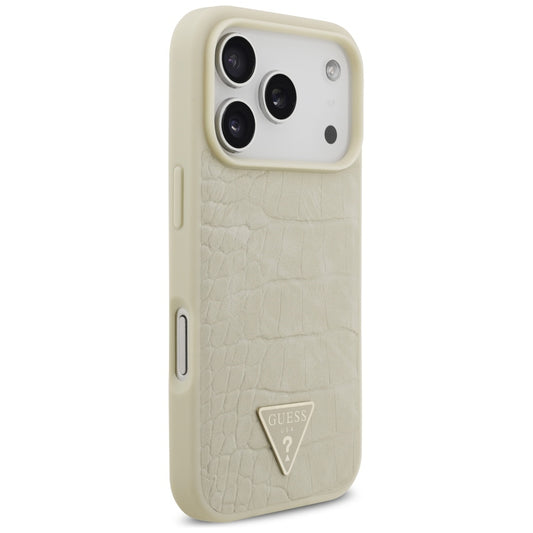 MagSafe torbica za Apple iPhone 17 Pro, Guess, Croco Triangle Logo, Zlatna