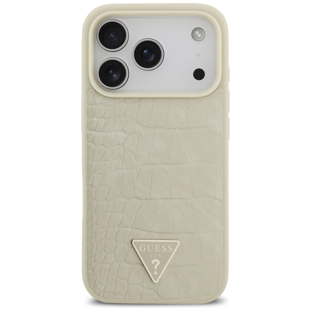 MagSafe torbica za Apple iPhone 17 Pro, Guess, Croco Triangle Logo, Zlatna