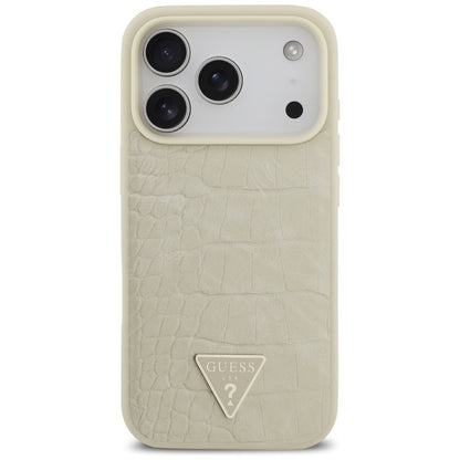 MagSafe torbica za Apple iPhone 17 Pro, Guess, Croco Triangle Logo, Zlatna