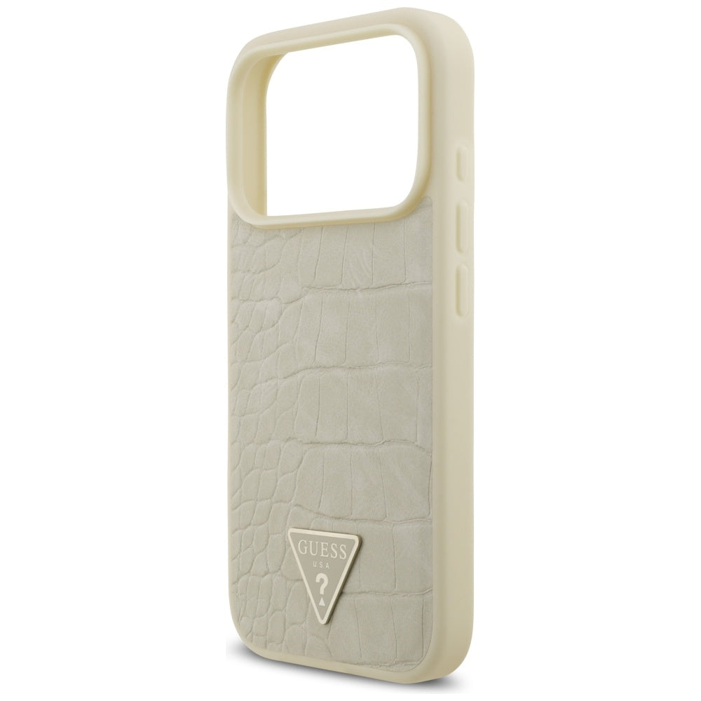 MagSafe torbica za Apple iPhone 17 Pro, Guess, Croco Triangle Logo, Zlatna