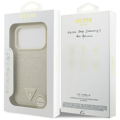 MagSafe torbica za Apple iPhone 17 Pro, Guess, Croco Triangle Logo, Zlatna