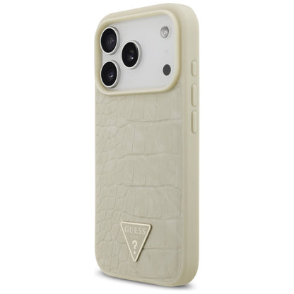 MagSafe torbica za Apple iPhone 17 Pro, Guess, Croco Triangle Logo, Zlatna