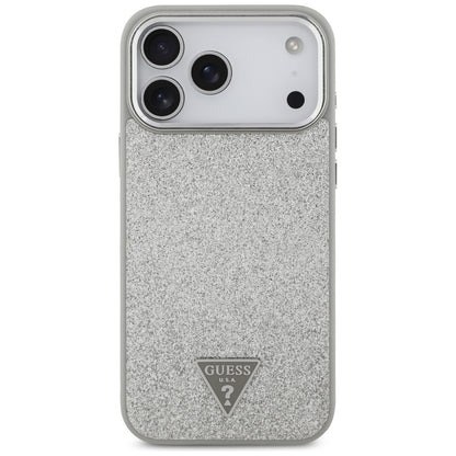 MagSafe futrola za Apple iPhone 17 Pro, Guess, Glitter Triangle Logo, Srebrna