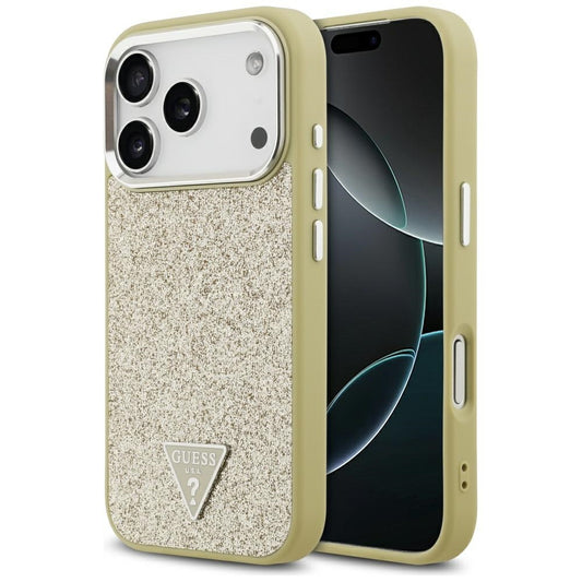 MagSafe futrola za Apple iPhone 17 Pro, Guess, Glitter Triangle Logo, Zlatna