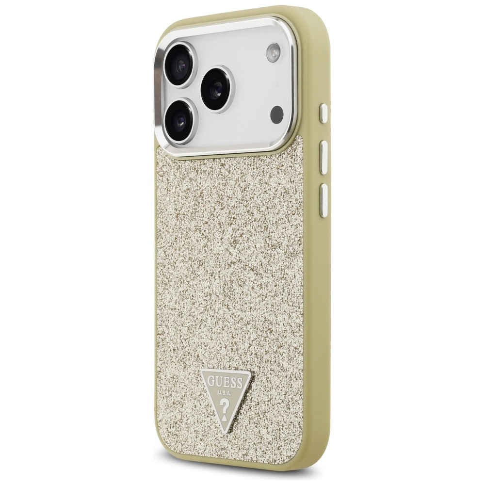 MagSafe futrola za Apple iPhone 17 Pro, Guess, Glitter Triangle Logo, Zlatna