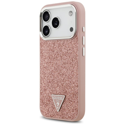 MagSafe torbica za Apple iPhone 17 Pro, Guess, Glitter Triangle Logo, Roza