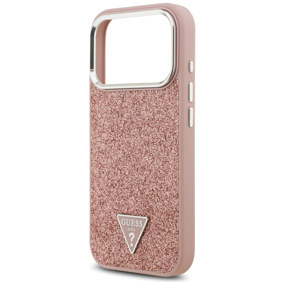 MagSafe torbica za Apple iPhone 17 Pro, Guess, Glitter Triangle Logo, Roza