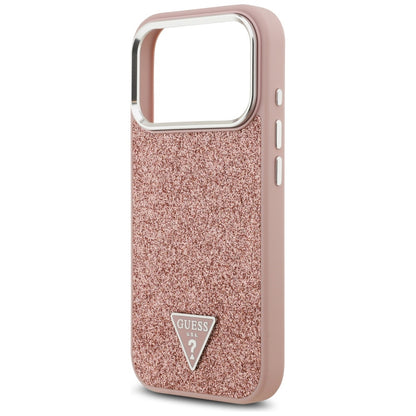 MagSafe torbica za Apple iPhone 17 Pro, Guess, Glitter Triangle Logo, Roza