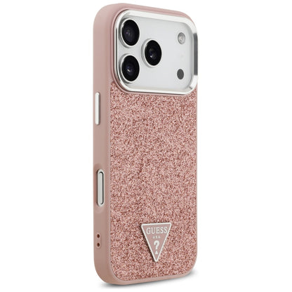 MagSafe torbica za Apple iPhone 17 Pro, Guess, Glitter Triangle Logo, Roza