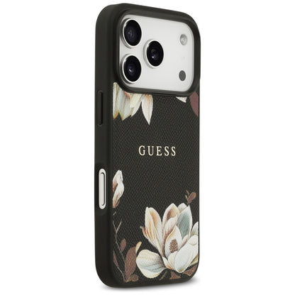 Futrola MagSafe za Apple iPhone 17 Pro, Guess, Grained Flowers, Crna