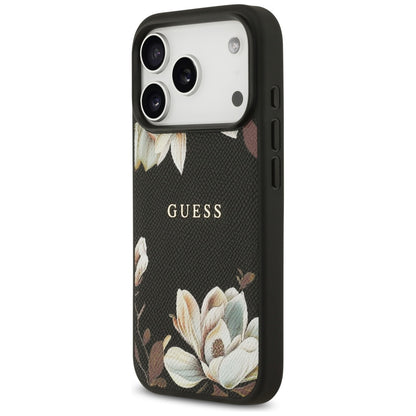Futrola MagSafe za Apple iPhone 17 Pro, Guess, Grained Flowers, Crna