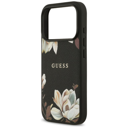 Futrola MagSafe za Apple iPhone 17 Pro, Guess, Grained Flowers, Crna