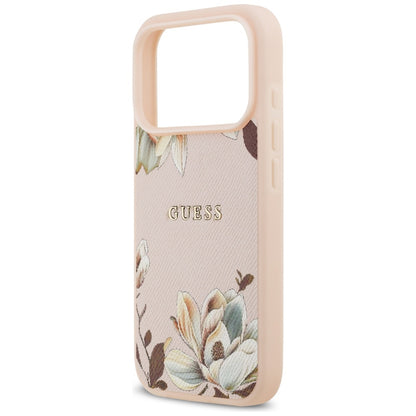 Futrola MagSafe za Apple iPhone 17 Pro, Guess, Grained Flowers, Roza